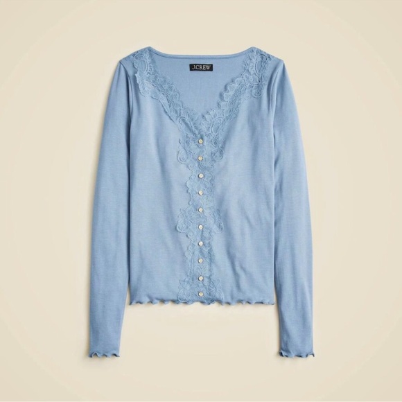 J. Crew Tops - J.Crew Refined Rib Cardigan Top w/ Lace Trim – Mediun